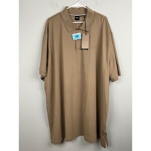 BOSS Polo Shirt Mens 4XT Tan Camel Short Sleeve Embroidered Logo 100% Cotton NWT